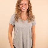 Ribbed Short Sleeve Top in Grey