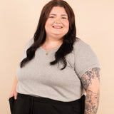 Ribbed Short Sleeve Top in Grey