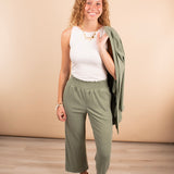 Sage Soft Ribbed Wide Leg Pants (Set-Pants Only)
