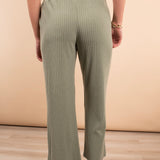 Sage Soft Ribbed Wide Leg Pants (Set-Pants Only)