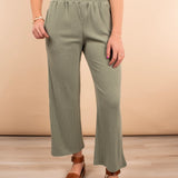 Sage Soft Ribbed Wide Leg Pants (Set-Pants Only)