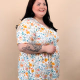 Sammy Ruffle Short Sleeve in Water Color Floral