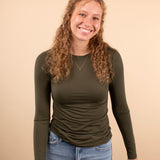 Second Skin Soft Long Sleeve Top in Dark Olive