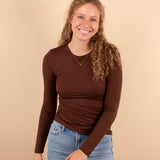 Second Skin Soft Long Sleeve Top in Mahogany