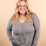 Silky Soft Front Seam Sweater in Grey
