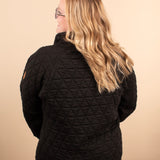 Structured Snap Button Pullover in Black