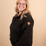 Structured Snap Button Pullover in Black