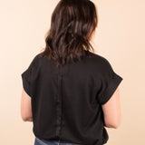 Sunkissed Essential Waffle Knit Pocket Top in Black