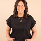 Sunkissed Essential Waffle Knit Pocket Top in Black