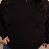 Tatum Ribbed Pullover in Black