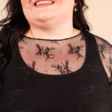 Taya Short Sleeve Lace Layering Top in Black