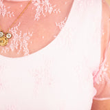 Taya Short Sleeve Lace Layering Top in Pink