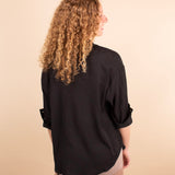 Textured Button Down Top in Black