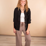 Textured Button Down Top in Black