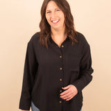 Textured Button Down Top in Black