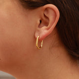 Gold 18K Gold PVD Stainless Steel Oval Huggie Earrings
