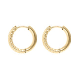 Gold 18K Gold PVD Stainless Steel Half Textured Huggie Hoop Earrings