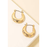 Gold Star Engraved Graduated Hoop Earrings