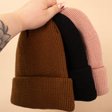 Soft Ribbed Knit Beanie in Black