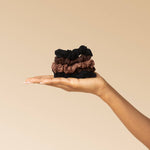 Ruched Lace Scrunchies 5pc Set - Black, Chocolate & Mocha - K & Company