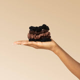 Ruched Lace Scrunchies 5pc Set - Black, Chocolate & Mocha - K & Company