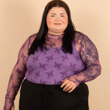 Maci Lace Long Sleeve Top in Purple