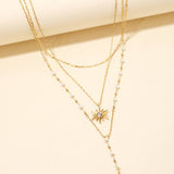 Dainty Layered Sun Moon Charm Necklace