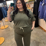 Clover Ribbed Pants – Dark Olive (Pants Only) - K & Company