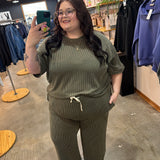 Clover Ribbed Pants – Dark Olive (Pants Only) - K & Company
