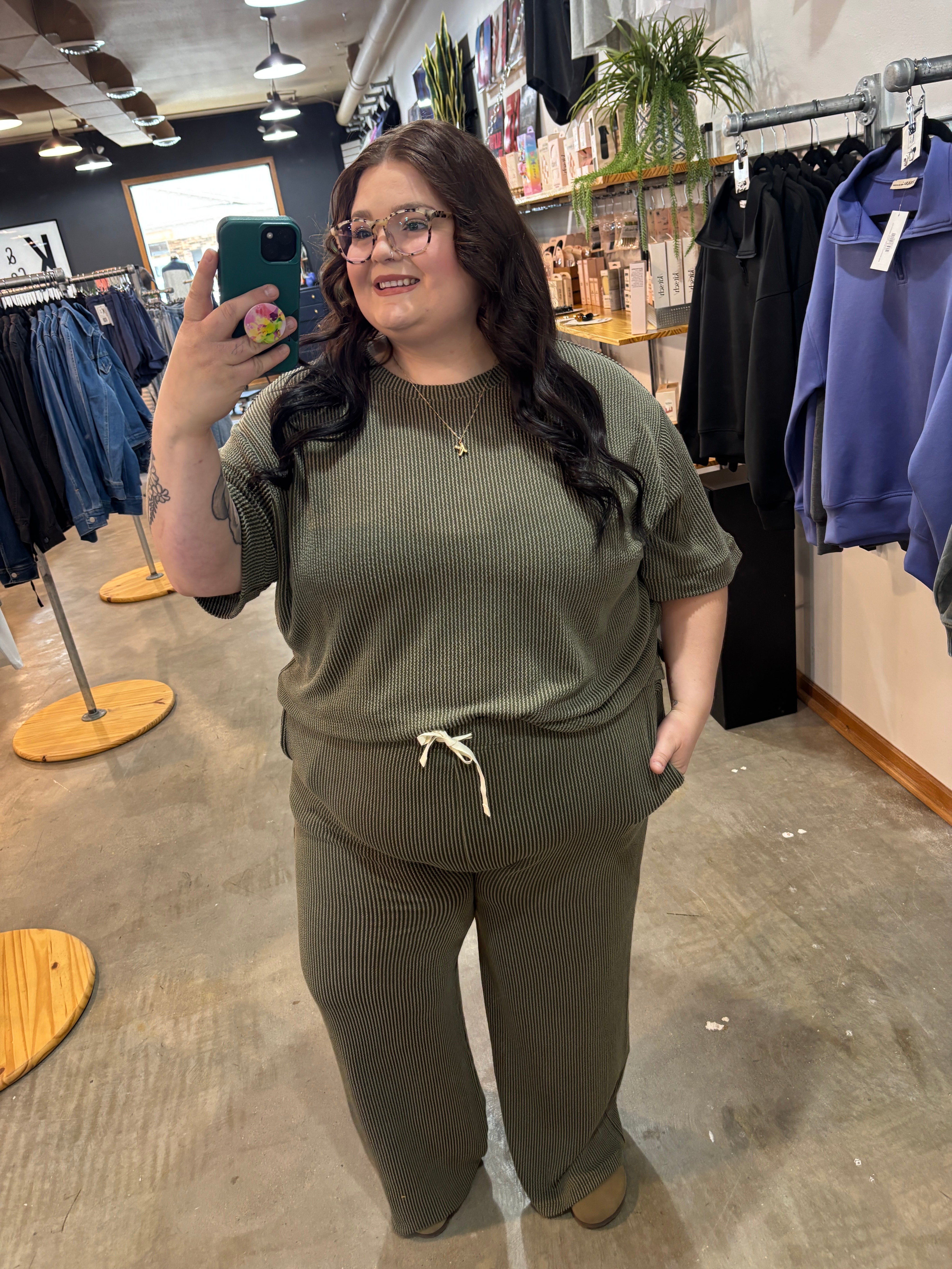 Clover Ribbed Pants – Dark Olive (Pants Only) - K & Company