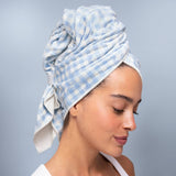 XL Hair Towel Wrap - Gingham Blue - K & Company