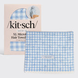 XL Hair Towel Wrap - Gingham Blue - K & Company
