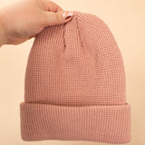 Soft Ribbed Knit Beanie in Blush