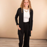 Black Soft Ribbed Wide Leg Pants (Set-Pants only)