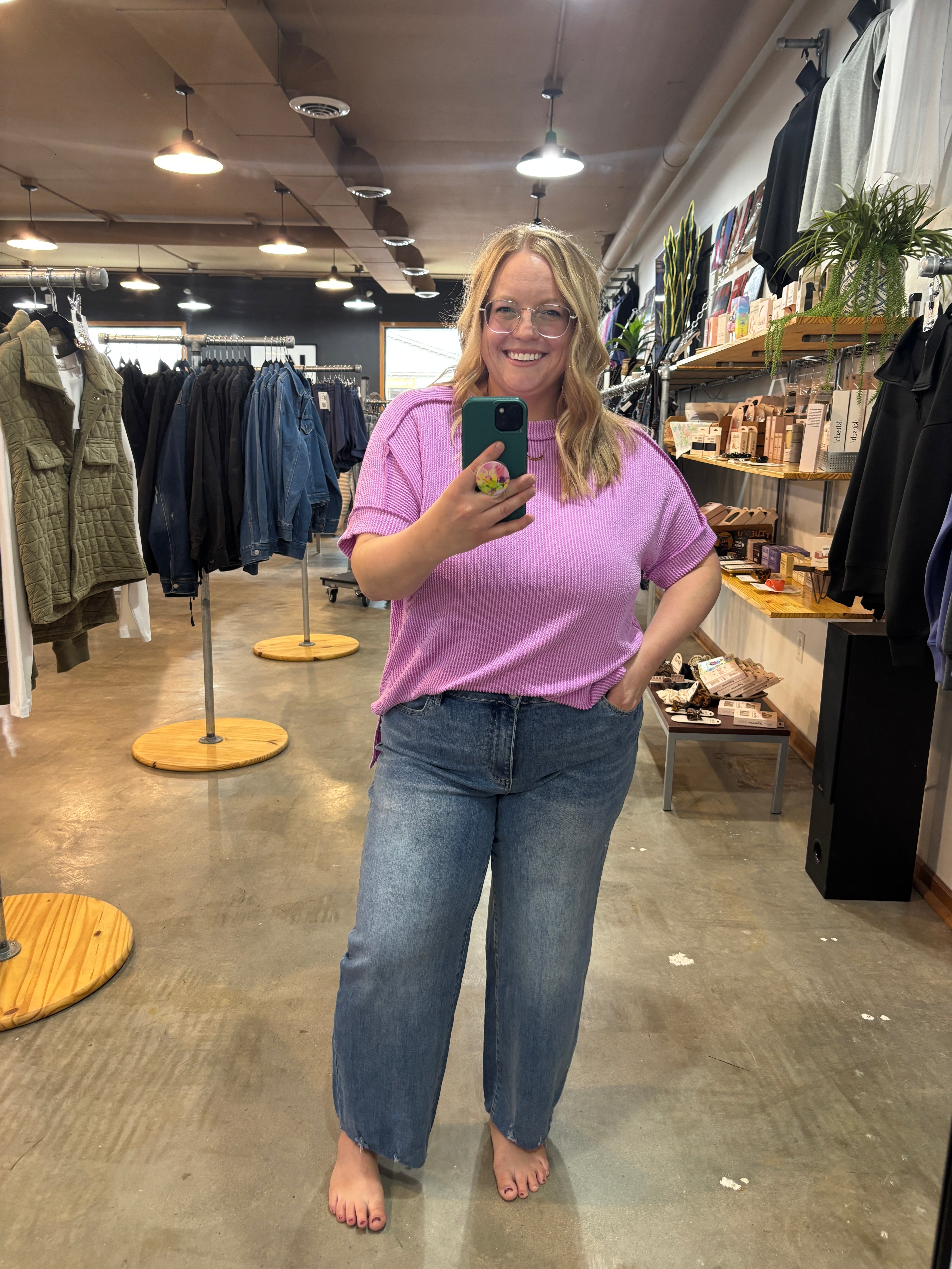 Zenana Wide Leg Raw Hem Crop Jeans - K & Company