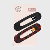 Flat Lay Claw Clip 2pc Flat - Black & Tort