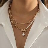 Pearls & Shine Layered Toggle Necklace