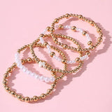 Gold + Pearls Multi-Bracelet Set 5pc