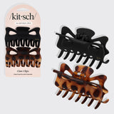 Recycled Plastic Large Claw Clip 2pc Set - Black & Tort - K & Company