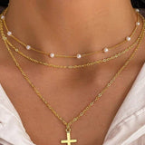 Pearls of Faith Triple Layer Necklace