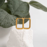 Gold 18K Gold PVD Rounded Rectangle Everyday Huggie Earrings