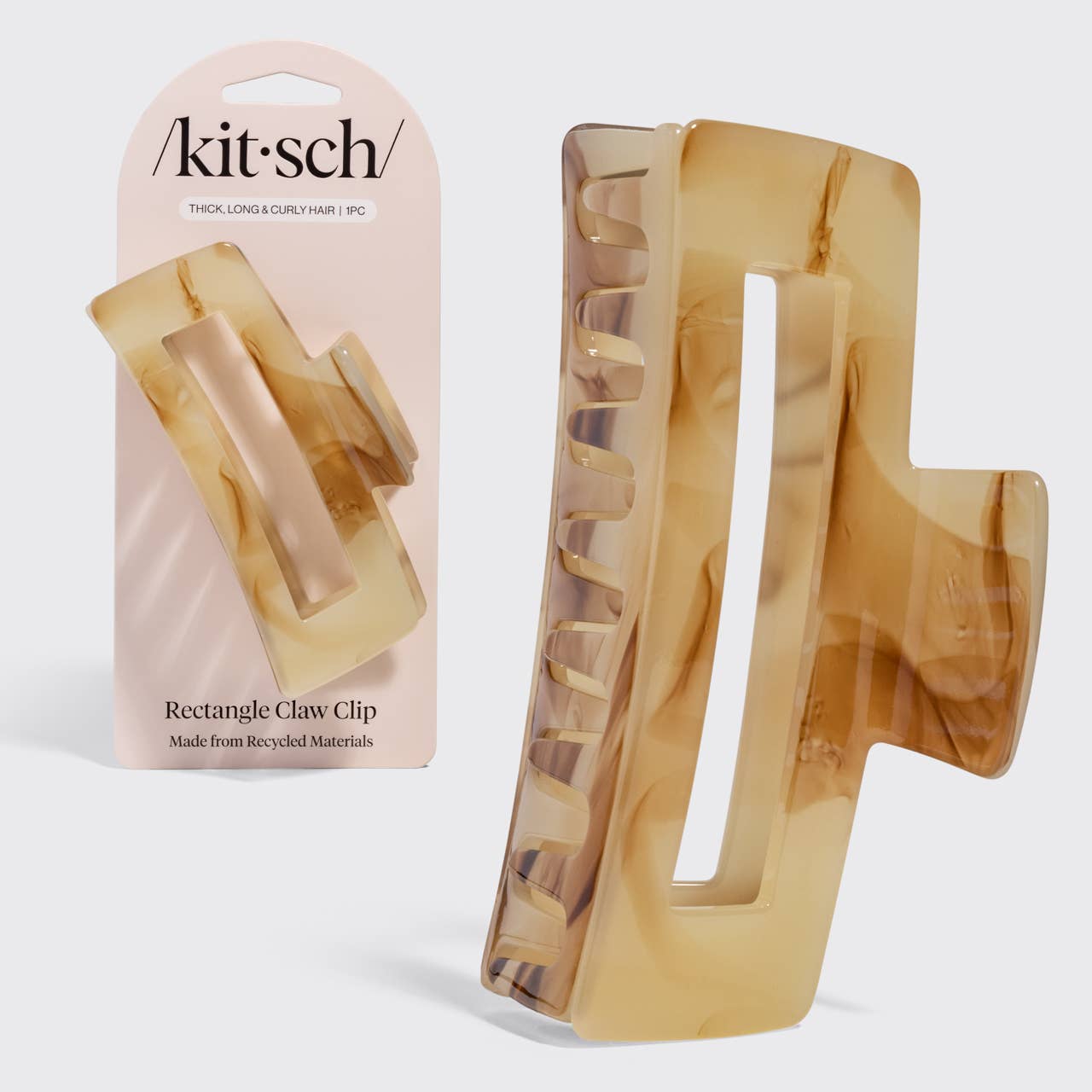 Recycled Plastic Jumbo Open Shape Claw Clip - Chocolate Marble - K & Company