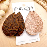 Tooled Leather Teardrop Earrings - Set of 2