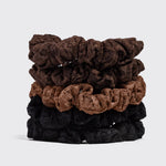 Ruched Lace Scrunchies 5pc Set - Black, Chocolate & Mocha - K & Company