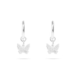 Silver 18K Gold PVD Stainless Steel Butterfly Huggie Earrings - K & Company