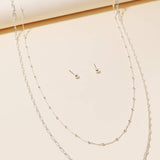 Silver Layered Long Chains Necklace