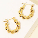 Gold Mini Circle Twist Latch Hoop Earrings