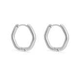 Silver 18K Gold PVD Stainless Steel Rounded Geometric Huggie Hoop Earrings