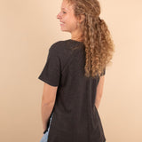 Ada Waffle Knit Top in Black