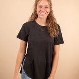 Ada Waffle Knit Top in Black